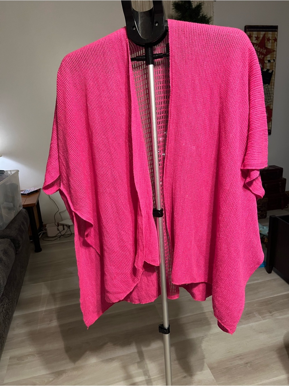 Open-Front Drape Cardigan Wrap - Bright Pink